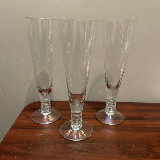 Set of 3 Crystal Pilsner Glasses