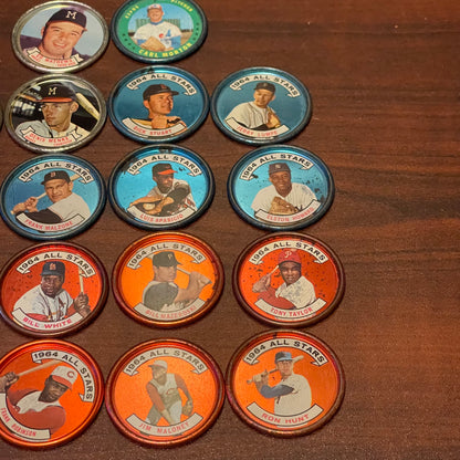 Lot of 18 Topps Baseball Coins 1964