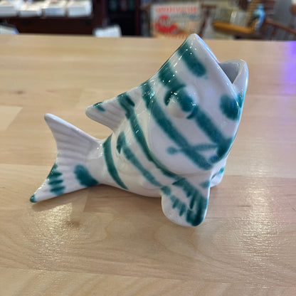 Gmundner Keramik Austria Green Flamed Fish Vase