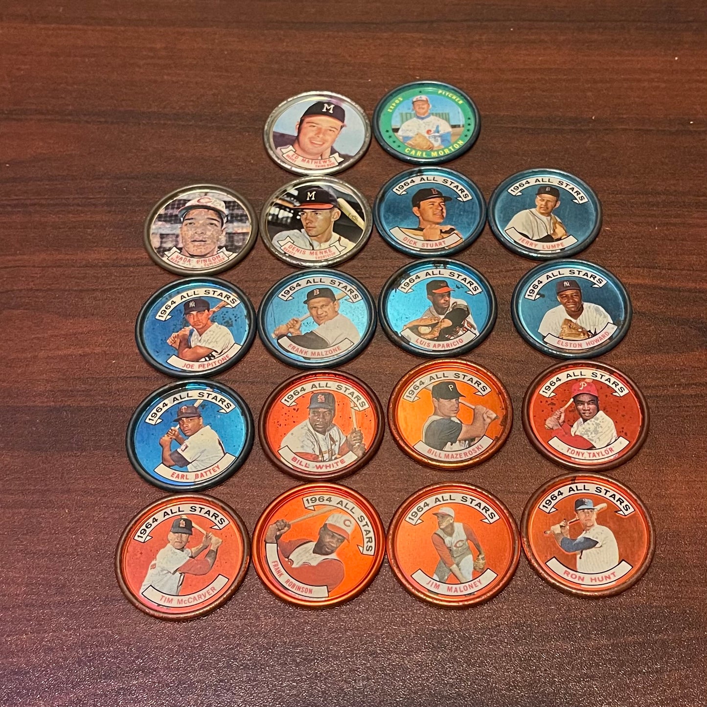 Lot of 18 Topps Baseball Coins 1964
