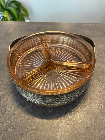Pink Depression Glass Handled Dish