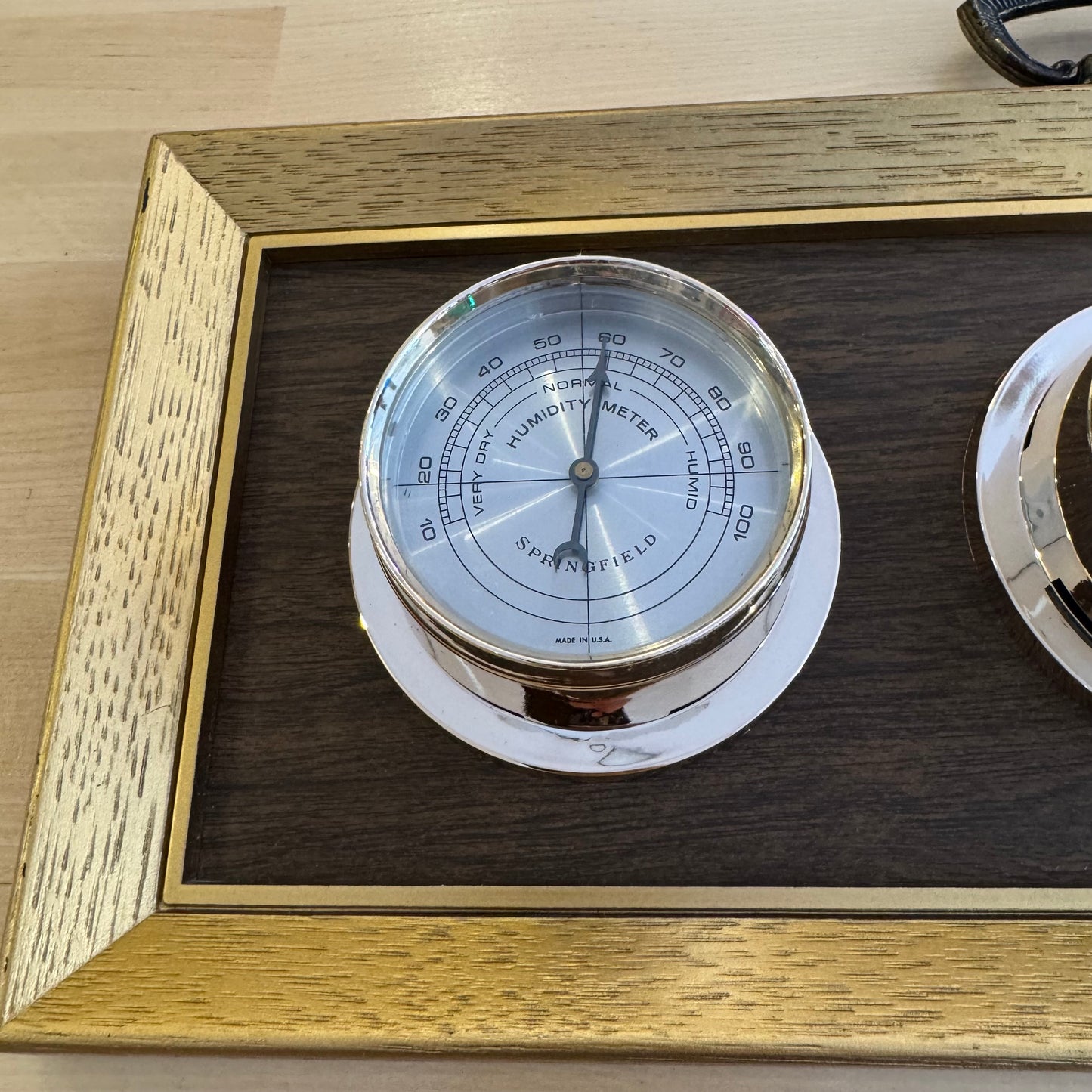 Springfield Instruments 3-Dial Weather Station Wood Tone & Gold Barometer