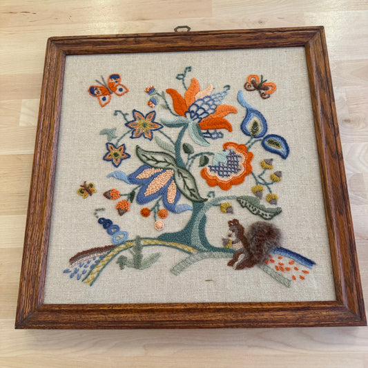 Floral Squirrel Needlepoint Embroidery