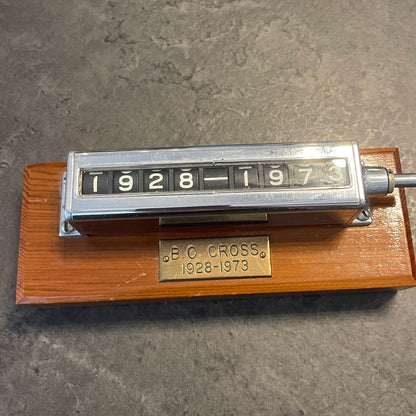Mechanical Counter Mounted on Wood Block