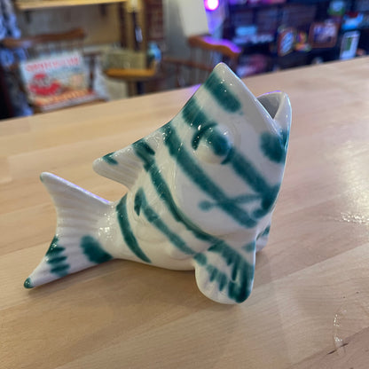 Gmundner Keramik Austria Green Flamed Fish Vase