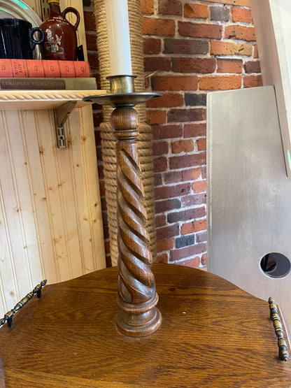 Oak and Brass Twist Lamp