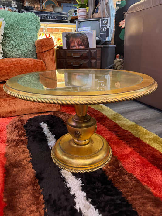 Regency Gold Leaf Glass Top Side Table