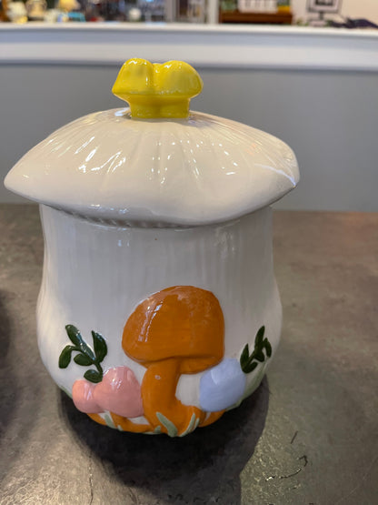 Set of 3 Arnel’s Ceramic Mushroom Canisters