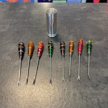 Set of 8 Blown Glass Cocktail Picks