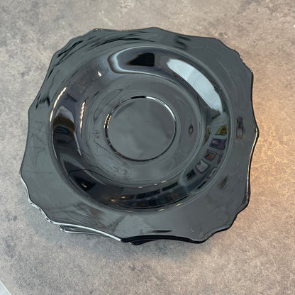 Set if 8 LE Smith Black Glass Saucers