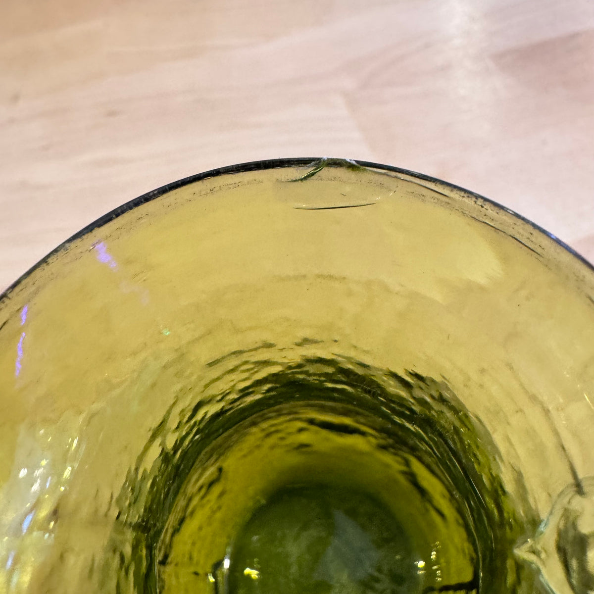 Green Textured Glass Creamer