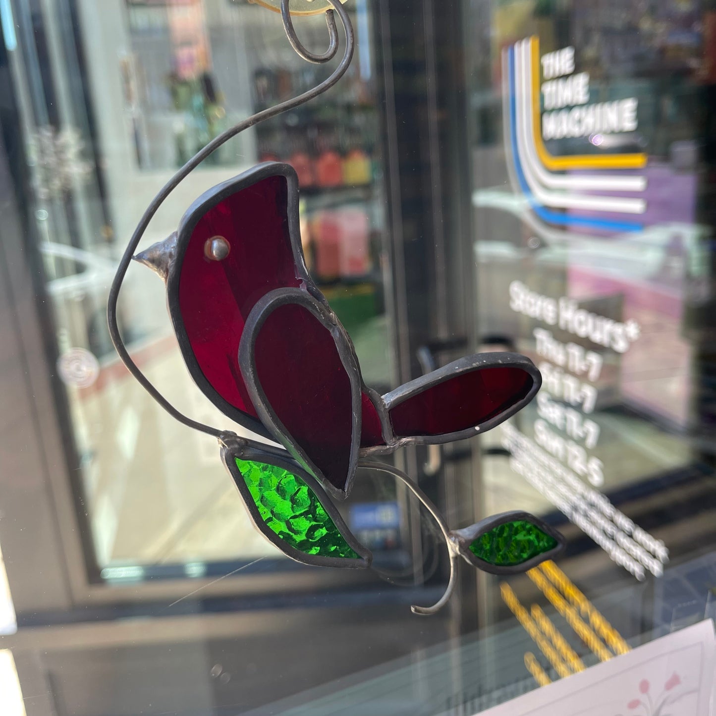 Stained Glass Cardinal Swirl Sun-catcher