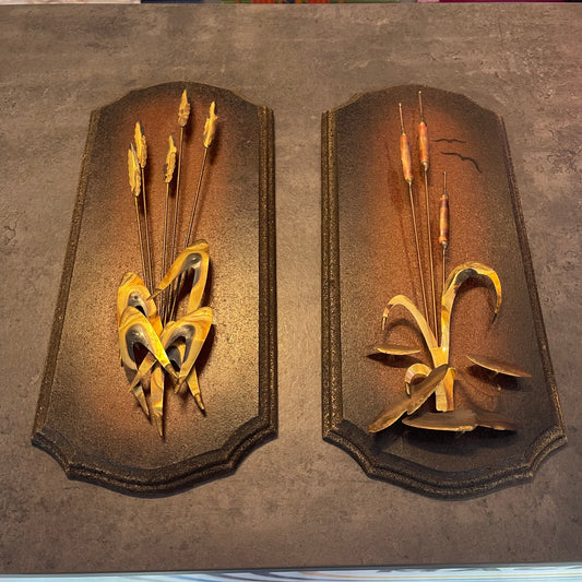 Pair of Cattail Wall Plaques