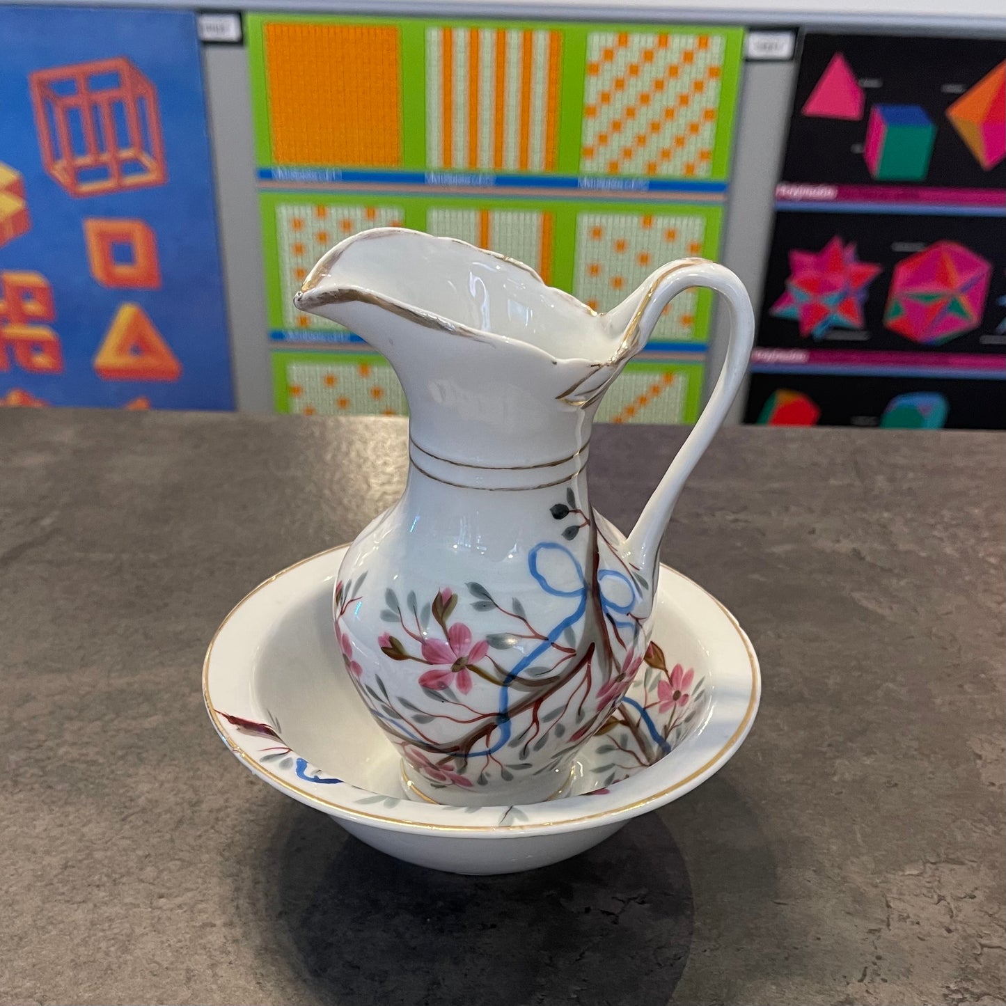 Small Porcelain Pitcher with Basin Set