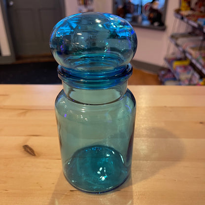 7” Blue Bubble Top Apothecary Jar