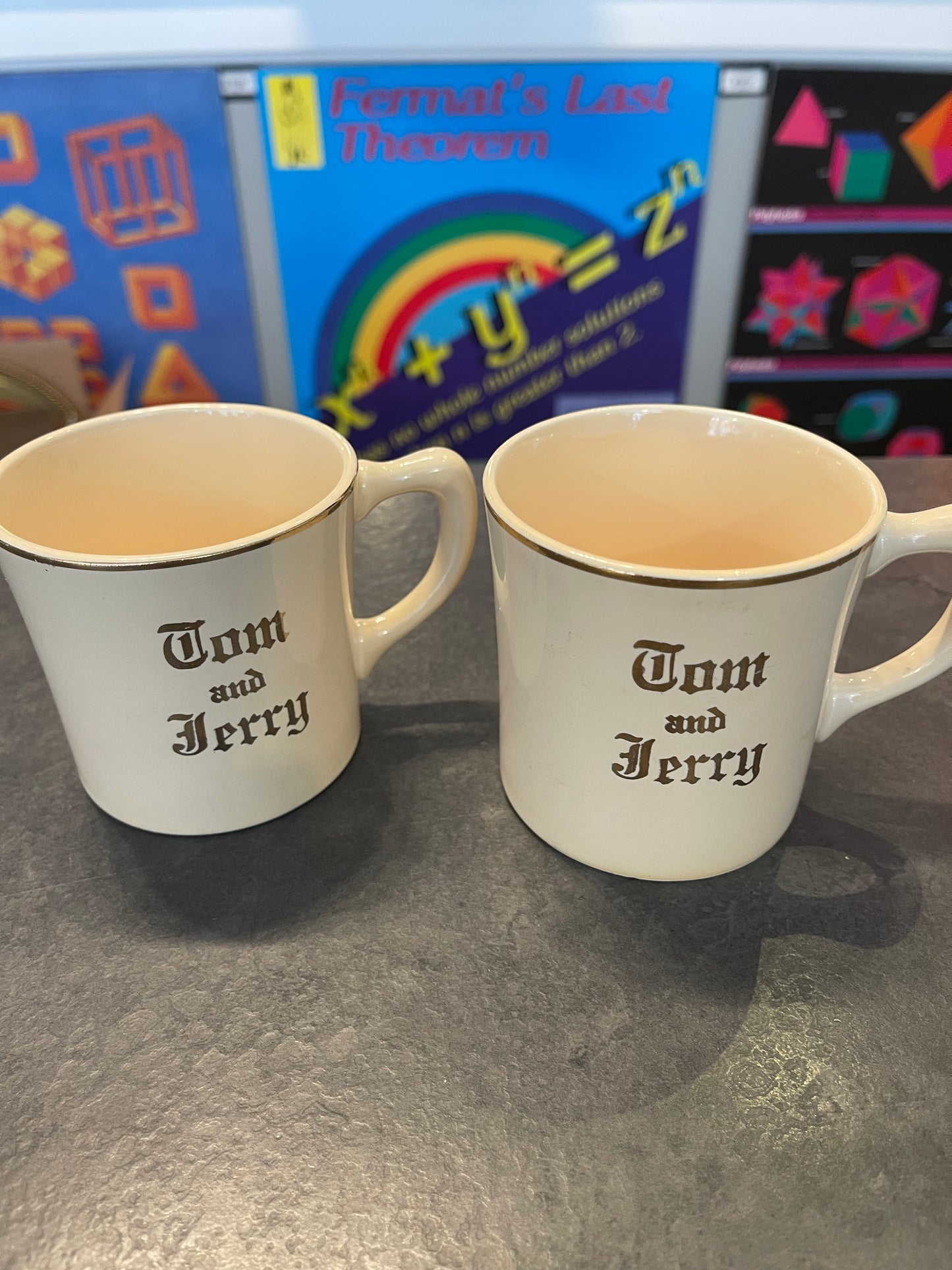 Set of 2 Homer Laughlin Tom and Jerry Mugs