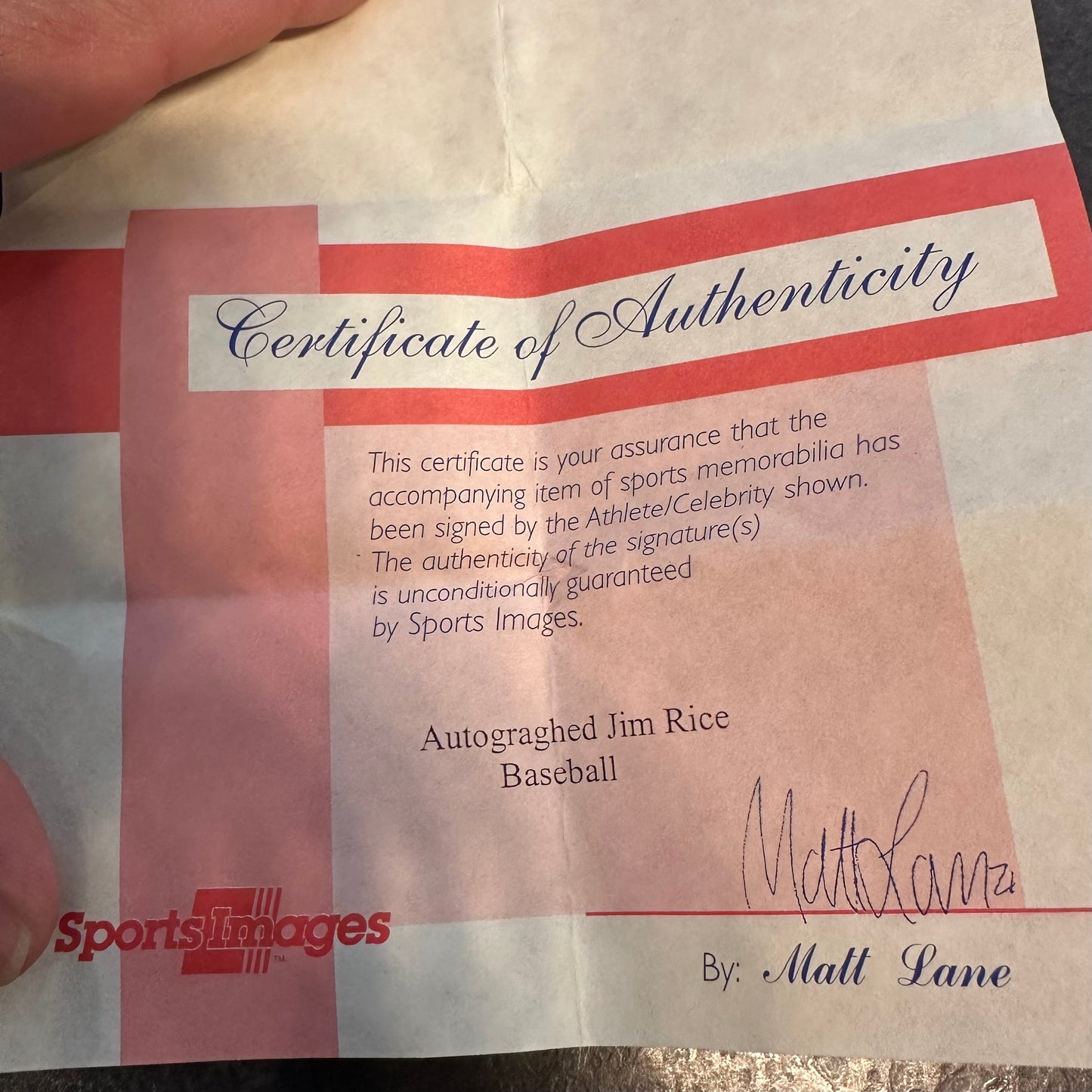 Jim Rice Autographed Baseball with Certificate and Card