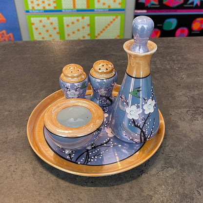 Japanese Cherry Blossom Lusterware Condiment Set