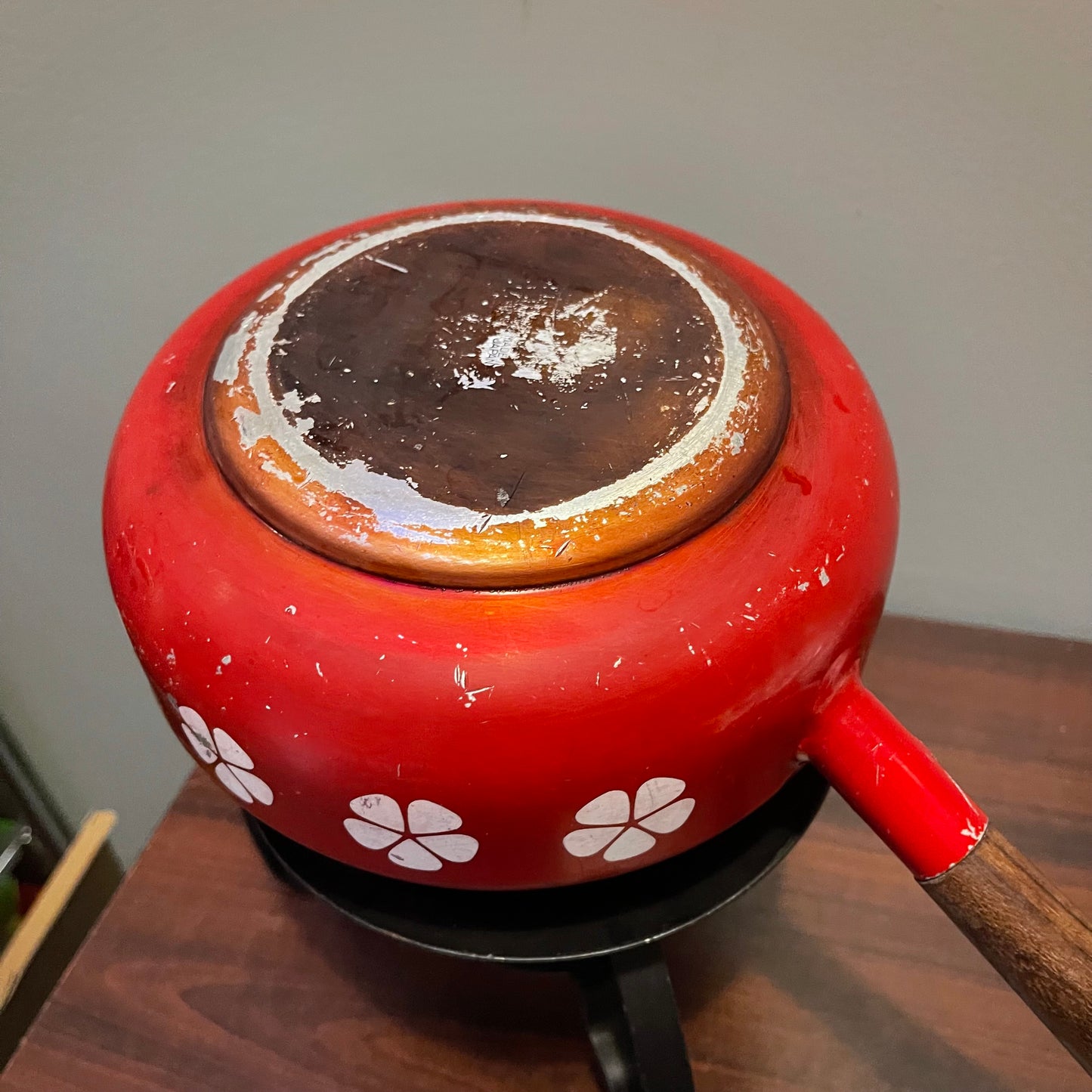Mid Century Red Fondue Pot