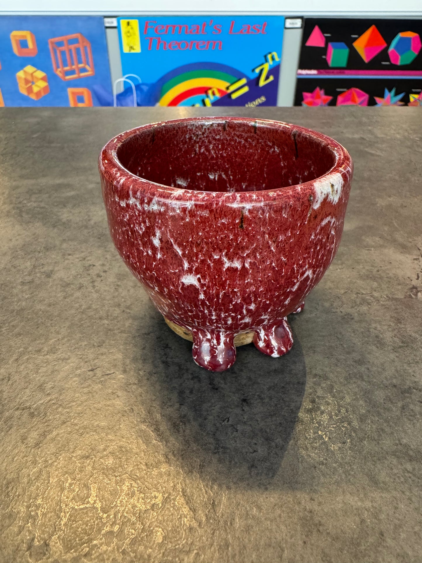 Glazed Pottery Bowl Signed PJ 3"