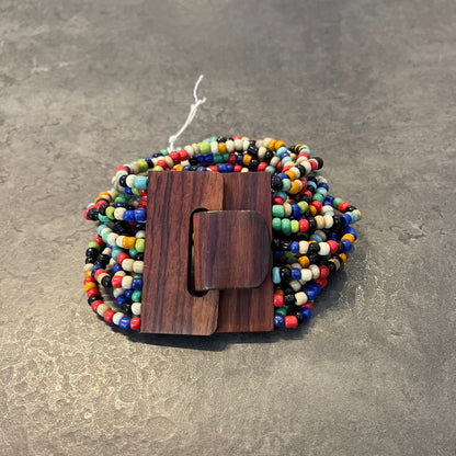 Wood Buckle Beaded Bracelet