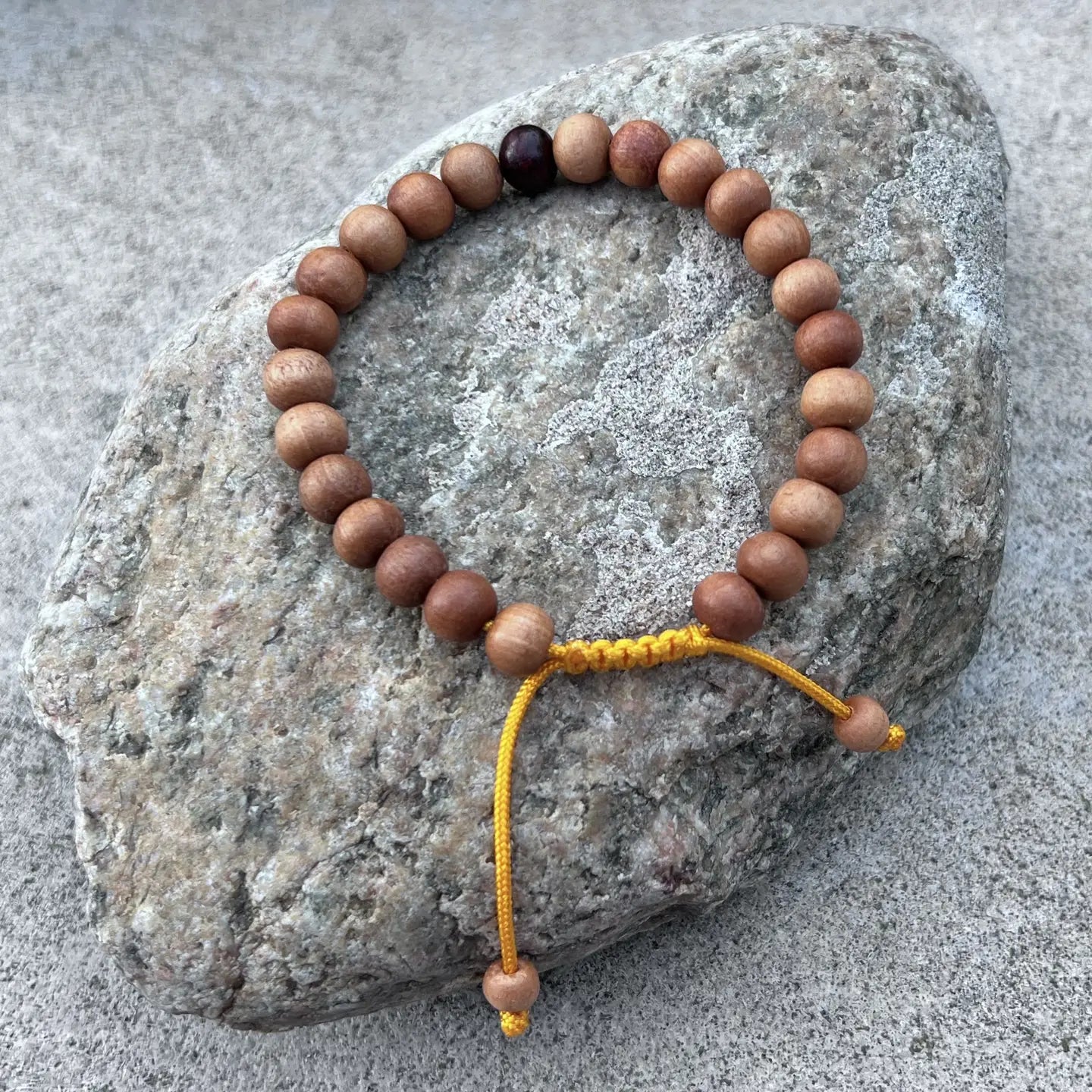 Sandalwood Beads Adjustable Wrist Mala Bracelet