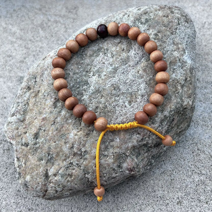 Sandalwood Beads Adjustable Wrist Mala Bracelet