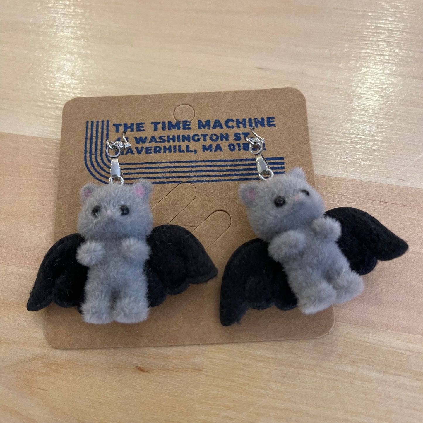 Fuzzy Flying Kitty Earrings