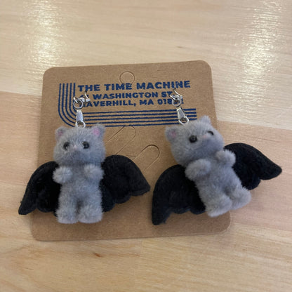 Fuzzy Flying Kitty Earrings