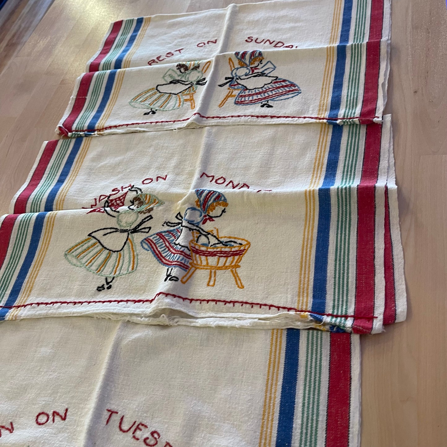 Set of 7 Embroidered Towels