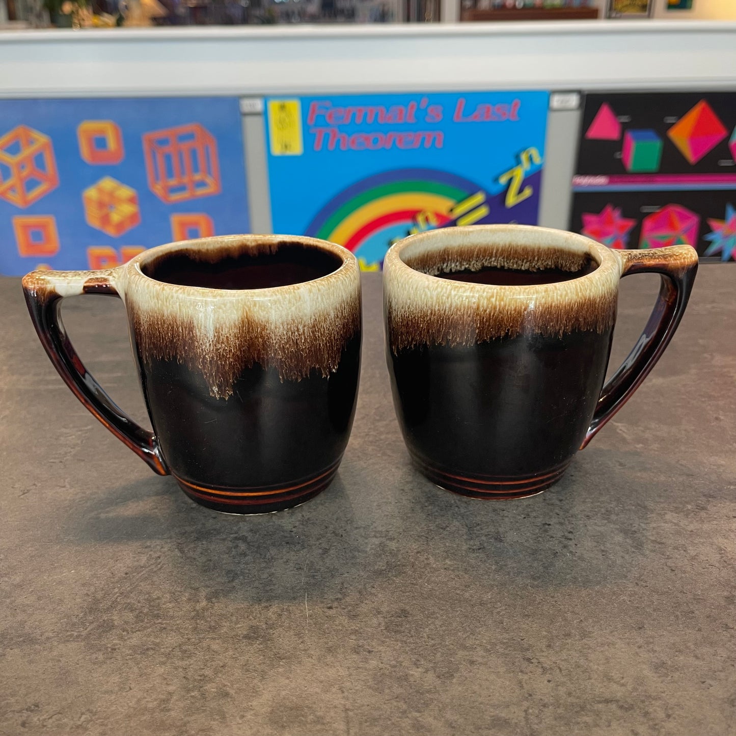 Pair of Pfaltzgraff Drip Glaze Mugs