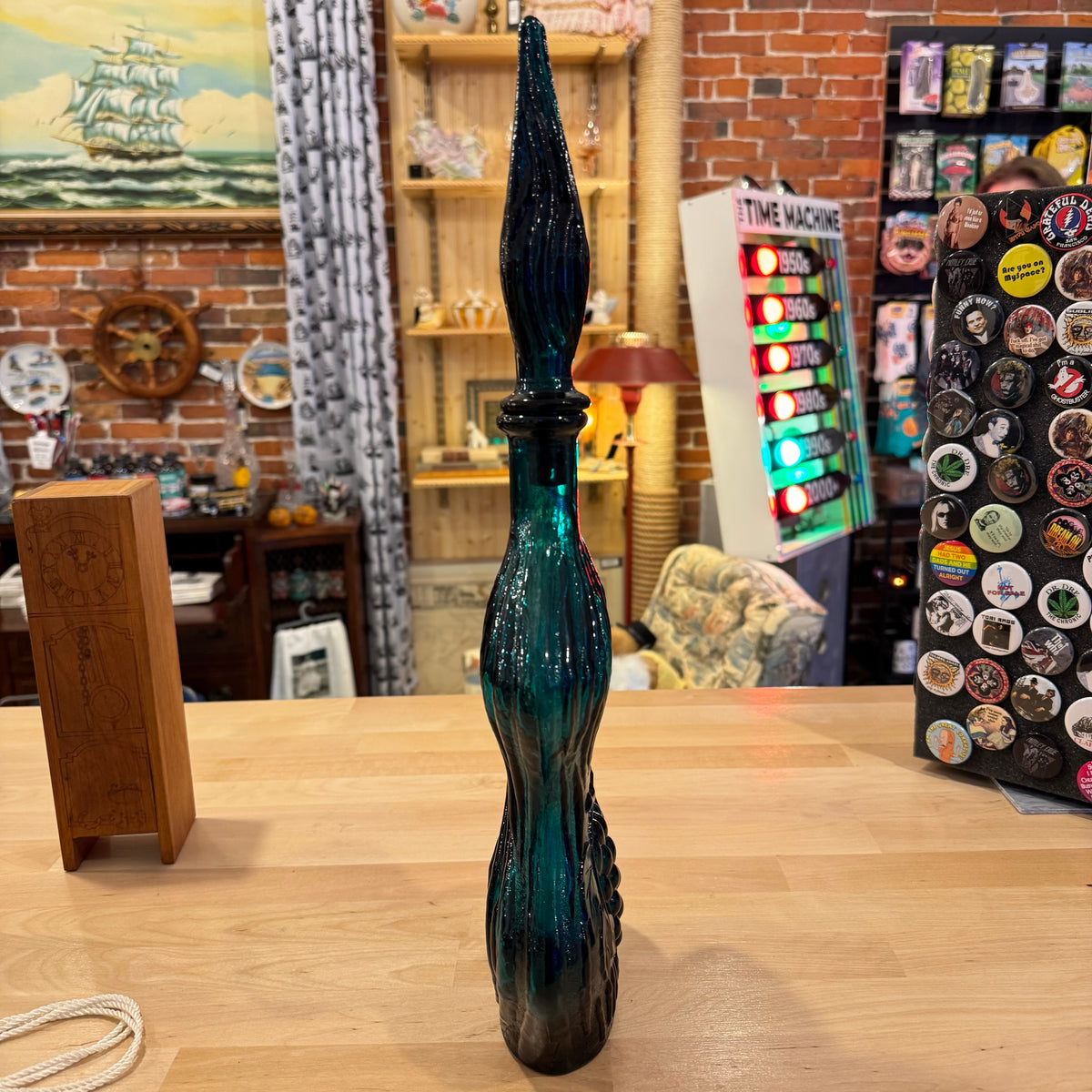 Blue Empoli Genie Bottle Grapes Motif w/Stopper