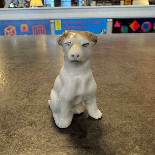 3" Porcelain Dog w/ Tan Spots Made in Japan