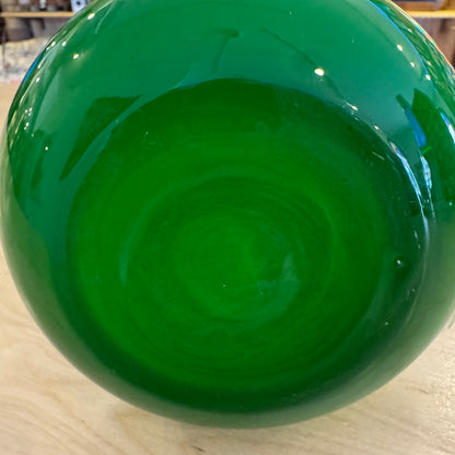 Vintage 1960s Green Cased Glass Pitcher - Mid-Century Blown Art Glass (9" x 7")