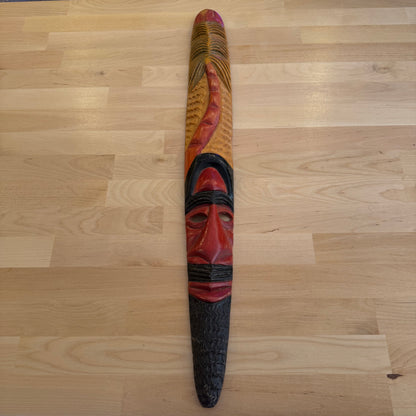 Hand-Carved Polynesian Tiki Style Wooden Wall Plaque