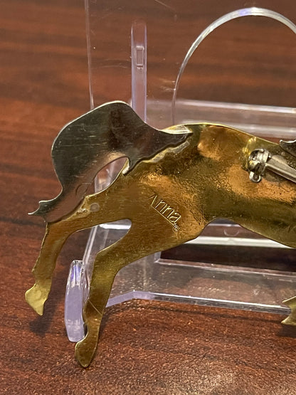 Mixed Metal Horse Brooch