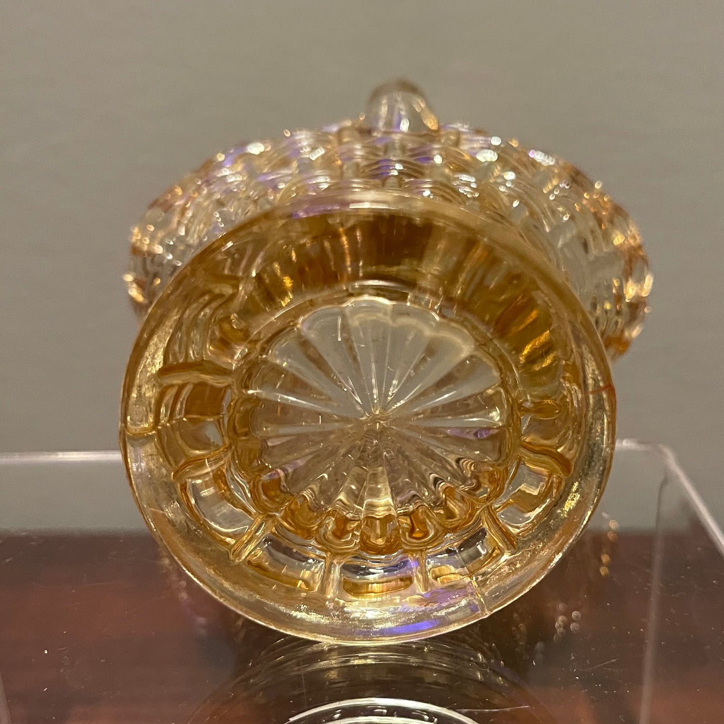 Marigold Carnival Glass Basket