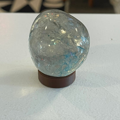 Crackle Quartz Egg with Wooden Stand