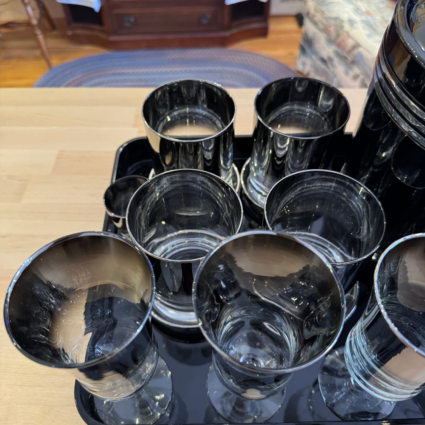 Set of 17 Black and Silver MCM Bar Set