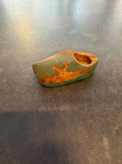 Clog Sabot Style Green Wooden Shoe