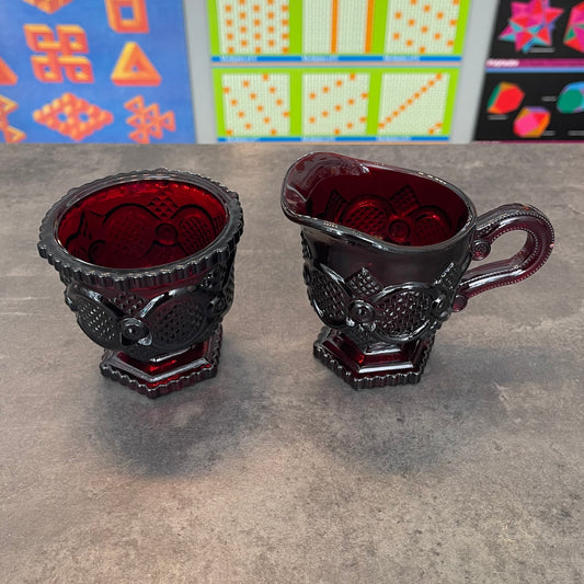 Avon Ruby Red Sugar and Creamer Set
