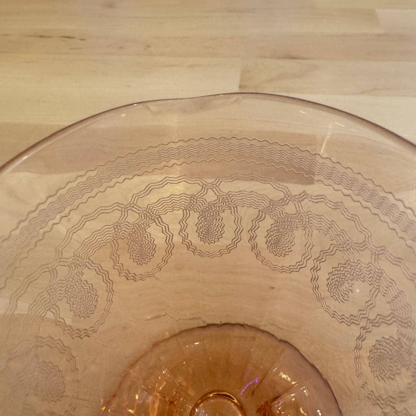 Set of 4 Vintage Pink Depression Glass Champagne Coupes / Sherbet Glasses