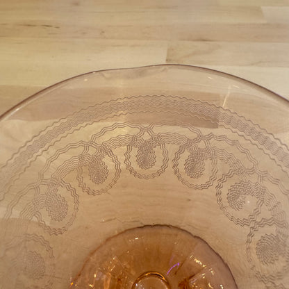 Set of 4 Vintage Pink Depression Glass Champagne Coupes / Sherbet Glasses