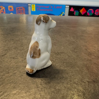 3" Porcelain Dog w/ Tan Spots Made in Japan