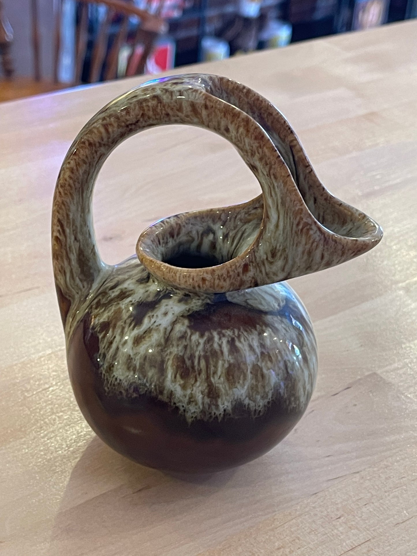 Dryden Art Pottery Pitcher Jug Brown Drip Glaze
