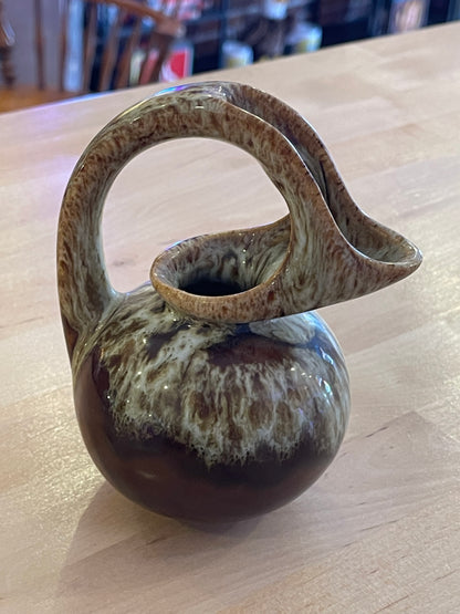 Dryden Art Pottery Pitcher Jug Brown Drip Glaze