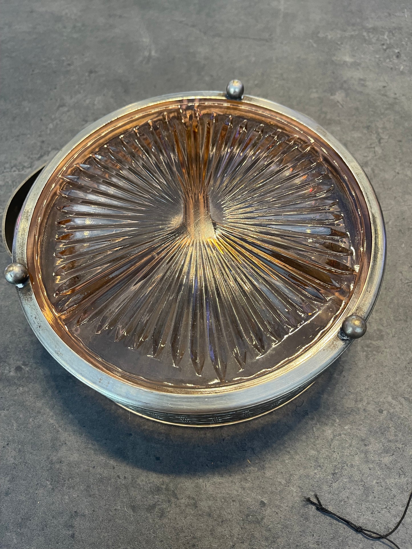 Pink Depression Glass Handled Dish