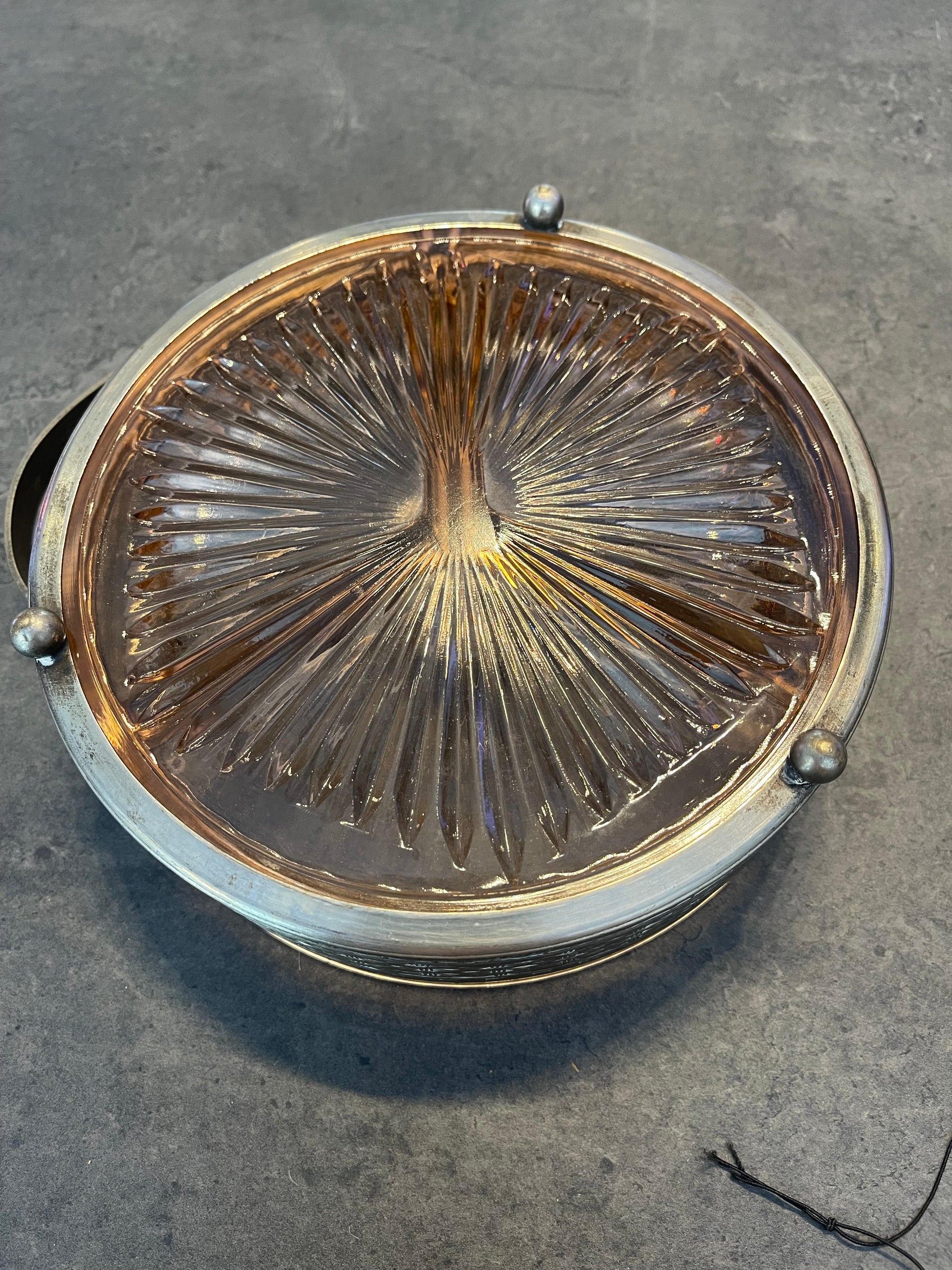 Pink Depression Glass Handled Dish