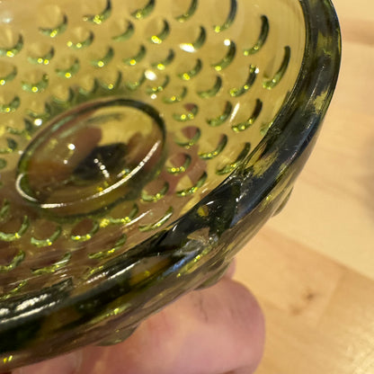 Green Hobnail Glass Lidded Jar