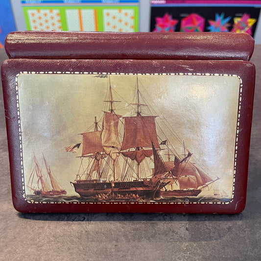 Vintage Fausto Corduri Leather Wrapped Wood Box